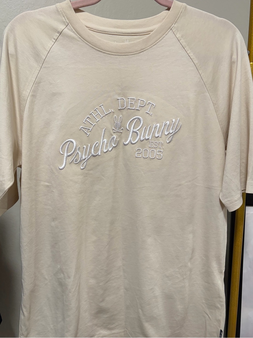 Psycho Bunny Cream Short-Sleeve Athletic Logo Tee